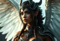 Alluring matte portrait of a beautiful Nidalee with wings, 8k, Highly Detailed, Intricate, Half Body, Realistic, Sharp Focus, Volumetric Lighting, Fantasy, Elegant by Stanley Artgerm Lau, WLOP