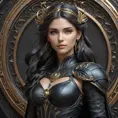 Alluring matte portrait of the beautiful goddess Artemis in black leather, 8k, Highly Detailed, Intricate, Realistic, Sharp Focus, Volumetric Lighting, Fantasy, Elegant by Stanley Artgerm Lau, Alphonse Mucha, WLOP