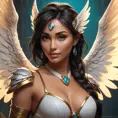 Alluring matte portrait of a beautiful Nidalee with wings, Highly Detailed, Intricate, Half Body, Realistic, Volumetric Lighting, Fantasy, Elegant by Stanley Artgerm Lau, Greg Rutkowski