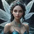 Portrait of a beautiful female water fairy, Highly Detailed, Intricate, Gothic and Fantasy, Epic, Digital Painting, Realistic, Smooth, Volumetric Lighting, Concept Art, Elegant