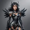 Alluring matte full body portrait of a beautiful Irelia wearing black leather, 8k, Highly Detailed, Intricate, Realistic, Sharp Focus, Volumetric Lighting, Fantasy, Elegant by Stanley Artgerm Lau, WLOP