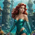 Matte portrait of Disney's Ariel in the under water city of Atlantis, Ultra Detailed, Half Body, Beautiful, Matte Painting, Sharp Focus, Portrait, Fantasy by Stanley Artgerm Lau