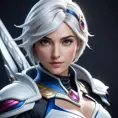 Alluring matte portrait of a beautiful Fiora from League of Legends in white, Highly Detailed, Intricate, Half Body, Realistic, Sharp Focus, Volumetric Lighting, Fantasy, Elegant by Stefan Kostic