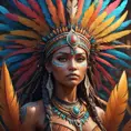 Visionary painting of a mystical tribal goddess surrounded by vibrant feathers, 8k, Highly Detailed, Intricate, Artstation, Matte Painting, Sharp Focus, Volumetric Lighting, Concept Art by Stanley Artgerm Lau, Greg Rutkowski