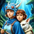 princess nausicaa and princess mononoke, Highly Detailed, Beautiful, Digital Painting, Anime, Fantasy by Studio Ghibli