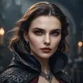 Alluring highly detailed matte portrait of a beautiful caped vampire in the style of Stefan Kostic, 8k, High Definition, Highly Detailed, Intricate, Half Body, Realistic, Sharp Focus, Fantasy, Elegant