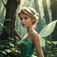 Tinker Bell in a magical forest, Half Body, Beautiful, Matte Painting, Sharp Focus, Fantasy