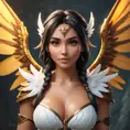 Alluring matte portrait of a beautiful Nidalee with wings, 8k, Highly Detailed, Intricate, Half Body, Realistic, Sharp Focus, Volumetric Lighting, Fantasy, Elegant by Stanley Artgerm Lau, WLOP