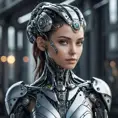 Alluring highly detailed matte portrait of a beautiful cyborg in the style of Stefan Kostic, 8k, High Definition, Highly Detailed, Intricate, Half Body, Realistic, Sharp Focus, Fantasy, Elegant