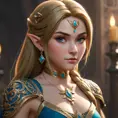 Matte portrait of Princess Zelda with tattoos, 8k, Highly Detailed, Powerful, Alluring, Artstation, Magical, Digital Painting, Photo Realistic, Sharp Focus, Volumetric Lighting, Concept Art by Stanley Artgerm Lau, Greg Rutkowski