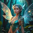 Beautiful elf in a magical forest, 4k, Highly Detailed, Hyper Detailed, Masterpiece, Full Body, Cosmic Nebulae, Full Lips, Pretty Face, Tattoos, Wings, Digital Illustration, Bloom light effect, Cinematic Lighting, Realistic, Sharp Focus, Deviantart, Centered, Beautifully Lit, Bioluminescent, Radiant, Vibrant Colors by Stanley Artgerm Lau, Alphonse Mucha, Greg Rutkowski, Stefan Kostic