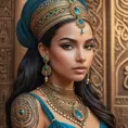 An elegant queen from ancient Egypt with intricate henna tattoos, Highly Detailed, Half Body, Gorgeous, Stunning, Elegant by Stanley Artgerm Lau