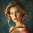 A classically beautiful woman with golden blonde hair, sparkling hazel eyes, and a timeless grace, embodying perfection and beauty, Highly Detailed, Half Body, Gorgeous, Stunning, Elegant by Stanley Artgerm Lau