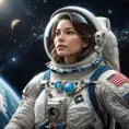 An inspiring astronaut floating among stars with Earth as her backdrop, Highly Detailed, Half Body, Gorgeous, Stunning, Elegant by Stanley Artgerm Lau