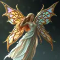 An ethereal fairy from Celtic mythology, wings shimmering with iridescent hues, Highly Detailed, Half Body, Gorgeous, Stunning, Elegant by Stanley Artgerm Lau