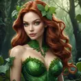 Alluring matte portrait of Poison Ivy in the style of Stefan Kostic, 8k, Highly Detailed, Intricate, Half Body, Matte Painting, Realistic, Sharp Focus, Fantasy by Greg Rutkowski