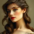 Belle Epoque era beauty with flowing locks, Highly Detailed, Half Body, Gorgeous, Stunning, Elegant