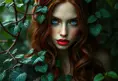 Alluring matte portrait of Poison Ivy in the style of Stefan Kostic, 8k, Highly Detailed, Intricate, Half Body, Matte Painting, Realistic, Sharp Focus, Fantasy by Greg Rutkowski