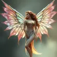 An ethereal fairy from Celtic mythology, wings shimmering with iridescent hues, Highly Detailed, Half Body, Gorgeous, Stunning, Elegant by Stanley Artgerm Lau