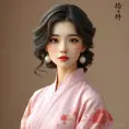 An elegant brunette with soft curls framing her face, dressed in a pastel pink丝绸衫搭配白色短裤，优雅地坐在一把藤椅上，手中拿着一本书, Highly Detailed, Half Body, Gorgeous, Stunning, Elegant by Stanley Artgerm Lau