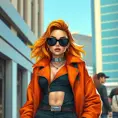 A stylish fashionista in a modern urban setting, sporting a chic outfit and oversized sunglasses, her confident stance and vibrant hairstyle making her the center of attention., Highly Detailed, Half Body, Gorgeous, Stunning, Elegant by Stanley Artgerm Lau