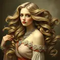 Belle Epoque era beauty with flowing locks, Highly Detailed, Half Body, Gorgeous, Stunning, Elegant