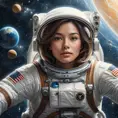 An inspiring astronaut floating among stars with Earth as her backdrop, Highly Detailed, Half Body, Gorgeous, Stunning, Elegant by Stanley Artgerm Lau