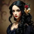 Victorian era sweetheart with raven tresses, Highly Detailed, Half Body, Gorgeous, Stunning, Elegant