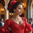 A passionate flamenco dancer in Seville's Alcázar palace, Highly Detailed, Half Body, Gorgeous, Stunning, Elegant by Stanley Artgerm Lau