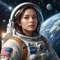 An inspiring astronaut floating among stars with Earth as her backdrop, Highly Detailed, Half Body, Gorgeous, Stunning, Elegant by Stanley Artgerm Lau