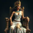 An elegant Cleopatra VII, the last Pharaoh of Ancient Egypt, sitting on her throne, Highly Detailed, Half Body, Gorgeous, Stunning, Elegant by Stanley Artgerm Lau