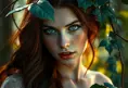 Alluring matte portrait of Poison Ivy in the style of Stefan Kostic, 8k, Highly Detailed, Intricate, Half Body, Matte Painting, Realistic, Sharp Focus, Fantasy by Greg Rutkowski