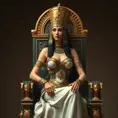 An elegant Cleopatra VII, the last Pharaoh of Ancient Egypt, sitting on her throne, Highly Detailed, Half Body, Gorgeous, Stunning, Elegant by Stanley Artgerm Lau