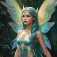 An ethereal fairy from Celtic mythology, wings shimmering with iridescent hues, Highly Detailed, Half Body, Gorgeous, Stunning, Elegant by Stanley Artgerm Lau