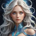 celestial being with cosmic eyes, stardust-infused tresses, and a transcendent aura, Highly Detailed, Half Body, Gorgeous, Stunning, Elegant by Stanley Artgerm Lau, Stefan Kostic