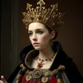 Renaissance-era noblewoman with a intricate golden headdress and a velvet cloak, Highly Detailed, Half Body, Gorgeous, Stunning, Elegant by WLOP