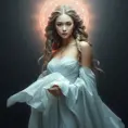 ethereal goddess with flowing gown, intricate braids, and otherworldly glow, Highly Detailed, Half Body, Gorgeous, Stunning, Elegant by Stanley Artgerm Lau, Stefan Kostic