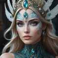 alluring enchantress with hypnotic gaze, intricate face markings, and a mystical presence, Highly Detailed, Half Body, Gorgeous, Stunning, Elegant by Stanley Artgerm Lau, Stefan Kostic