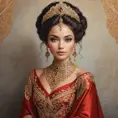 regal queen, draped in luxurious silks, adorned with intricate henna patterns, Highly Detailed, Half Body, Gorgeous, Stunning, Elegant by Stanley Artgerm Lau, Stefan Kostic