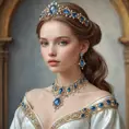 elegant renaissance beauty, porcelain skin, ornate jewels, and timeless grace, Highly Detailed, Half Body, Gorgeous, Stunning, Elegant by Stanley Artgerm Lau, Stefan Kostic