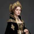 Renaissance-era noblewoman with a intricate golden headdress and a velvet cloak, Highly Detailed, Half Body, Gorgeous, Stunning, Elegant by WLOP