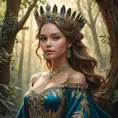 A queen with a crown of feathers, her dress a tapestry of bird songs, ruling from a treehouse high in the branches of a forest that stretches to the horizon.