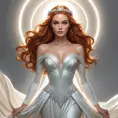 Jean Grey in a flowing white wedding dress, surrounded by a halo of light