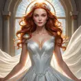 Jean Grey in a flowing white wedding dress, surrounded by a halo of light