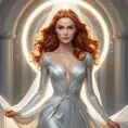 Jean Grey in a flowing white wedding dress, surrounded by a halo of light