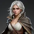 Ciri, the wild child, with a feral look and a torn and tattered cloak