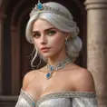 Ciri, the beauty, with a elegant gown and a tiara