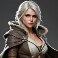 Ciri, the wild child, with a feral look and a torn and tattered cloak