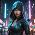 a female Assassin from the Assassin's Creed franchise, with a captivating, enigmatic presence and a sleek, streamlined outfit, in a futuristic, neon-infused cityscape