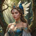 A queen with a crown of feathers, her dress a tapestry of bird songs, ruling from a treehouse high in the branches of a forest that stretches to the horizon.